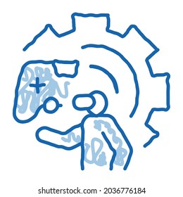 game development and testing sketch icon vector. Hand drawn blue doodle line art game development and testing sign. isolated symbol illustration