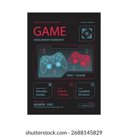 Game development workshop flyer poster template design