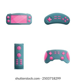 Game device icons set cartoon vector. Gaming gadget. Video game, modern technology