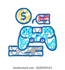 game device rental doodle icon sketch vector. game device rental sign. isolated symbol illustration