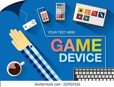 Game devices. Color flat vector illustration.