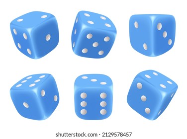 Game dice. 3d cubes for gambling symbols of lucky random choice different risky playing dice with six sides decent vector pictures set