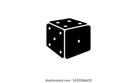 game dice, black isolated silhouette