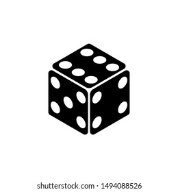 Game Dice, Casino Cube. Flat Vector Icon illustration. Simple black symbol on white background. Game Dice, Casino Cube sign design template for web and mobile UI element