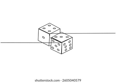 Game dice continuous one line drawing simple outline vector icon