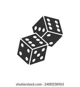 Game dice graphic icon. Two black dice sign isolated on white background. Vector illustration