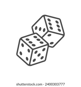 Icono gráfico de dados de juego. Dos dados blancos de signo aislados sobre fondo blanco. Ilustración del vector