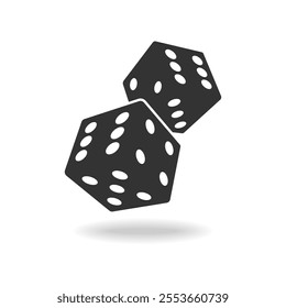 Game dice graphic icon. Two black dice sign isolated on white background. Vector illustration