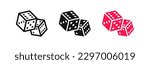 Game dice icon. Casino symbol. Roll chance signs. Two cubes of random number symbols. Gamble icons. Black, red color. Vector isolated sign.