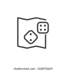 Game dice icon. Entertainment zone, lounge, casino, board games concept label. Recreation area in hotel, hostel, shopping center and other places. Vector illustration isolated on white