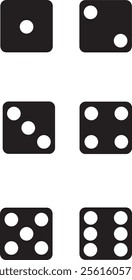  Game dice icon. Dice from one point to six points. Dice vector illustration. Monochrome dice, flat vector, gambling games