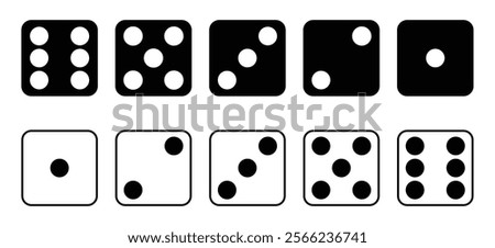 Game dice Icon set with side of cube from one to six number isolated background