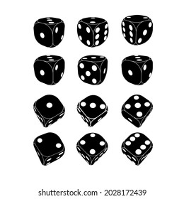 game dice icons - glyph vector illustracion