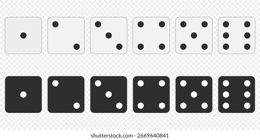 Game dice icons set isolated