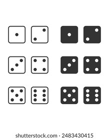 Iconos de dados de juego conjunto de fondo blanco Ilustración vectorial ilustración de stock