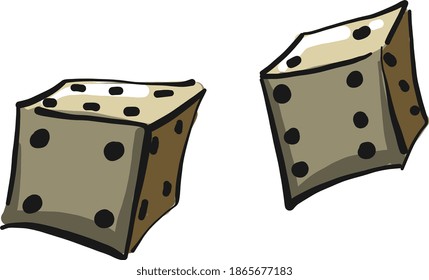 Game dice, illustration, vector on white background.
