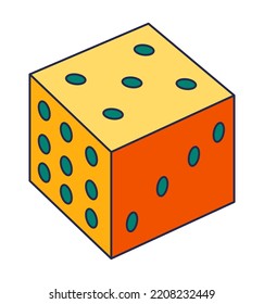 Game dice, isolated cube with dotted sides for playing or gambling. Chance or luck symbol, throwing object for taking a turn. Stickers or emoticons, emoji vector in flat style illustration