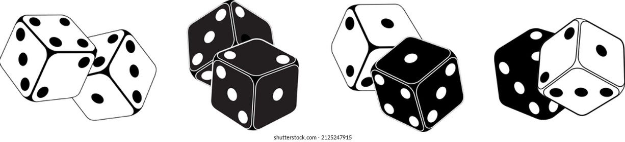 Game dice isometric icons set isolated vector illustration