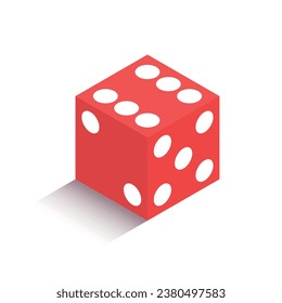Game dice, isometric vector cube with shade.