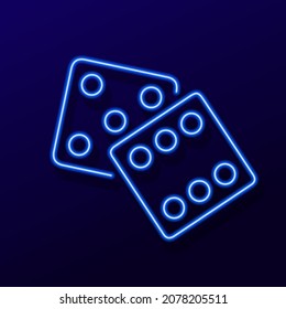 Game dice neon sign, modern glowing banner design, colorful modern design trends. Vector illustration.