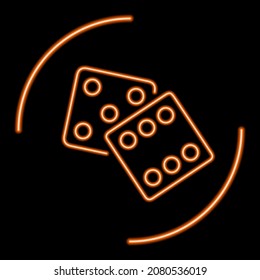 game dice neon sign, modern glowing banner design, colorful modern design trends. Vector illustration.