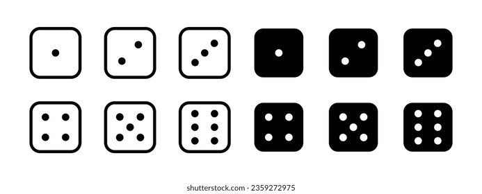 Game dice in outline style isolated on transparent background. Vector illustrator