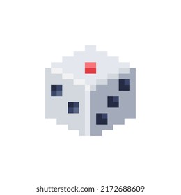 Game dice pixel art style icon. Isolated vector illustration. Design for logo, sticker, app. Game assets 8-bit sprite.