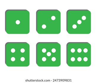 Game dice set icons. Collection in flat and linear design from one to six. Vector illustration