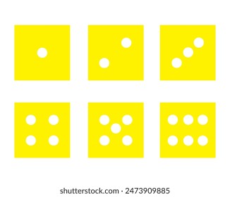 Game dice set icons. Collection in flat and linear design from one to six. Vector illustration