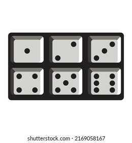 Game dice. Set of game dice, isolated on white background. Dice in a flat and linear design from one to six. Vector illustration