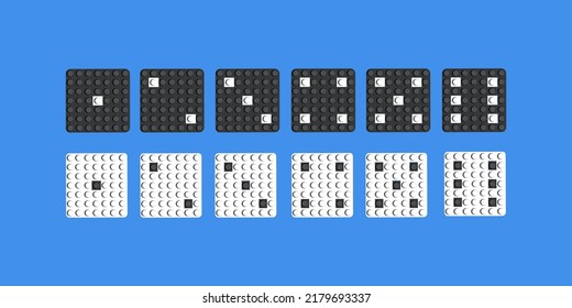 Game dice. Set of game dice, isolated on white background. Dice in a flat and linear design from one to six