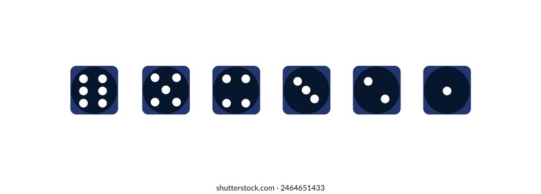 Game dice set isolated on white background. Set of dice in flat and linear design from one to six.