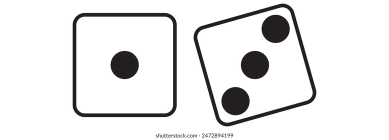 Juego de dados. Juego de dados de juego, aislado sobre fondo blanco. Dice en un diseño plano y lineal de uno a seis. Ilustración vectorial.