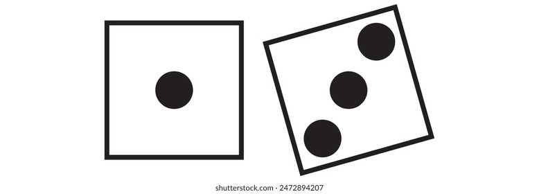 Juego de dados. Juego de dados de juego, aislado sobre fondo blanco. Dice en un diseño plano y lineal de uno a seis. Ilustración vectorial.