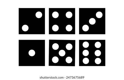 Game dice. Set of game dice, isolated on white background. Dice in a flat and linear design from one to six. Vector illustration. Eps10. Gaming dice set.