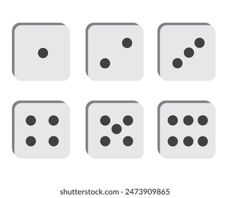 Game dice. Set of Ludo game dice collection. Dice in a line design from one to six. monochrome dices Vector illustration