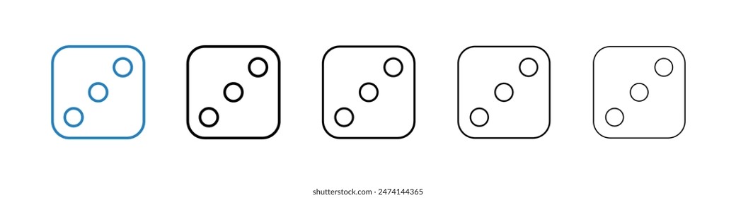 Game Dice Three Icon Set. Dot Cube Vector Symbol.