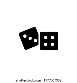 Game dice vector icon in black flat glyph, filled style isolated on white background