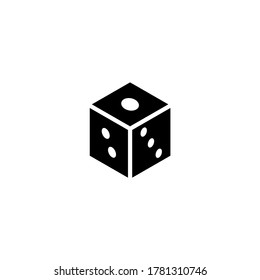 Game dice vector icon in black flat glyph, filled style isolated on white background