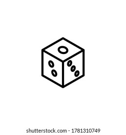 Game dice vector icon  in black line style icon, style isolated on white background