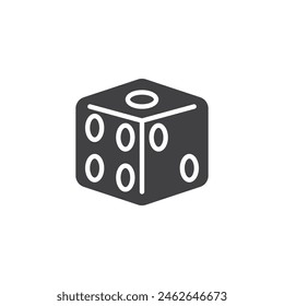 Icono del Vector de los dados del juego. signo plano lleno para el concepto móvil y el Diseño web. Icono de pictograma de cubo de dados. Símbolo, ilustración del logotipo. Vector gráfico