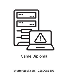 Game Diploma Vector Outline Icon Design Illustration. Datensymbol auf weißem Hintergrund EPS10-Datei