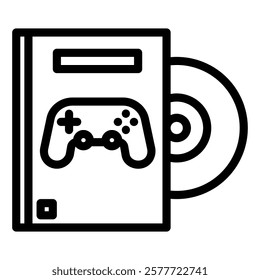 game disc icon in outline style on white background