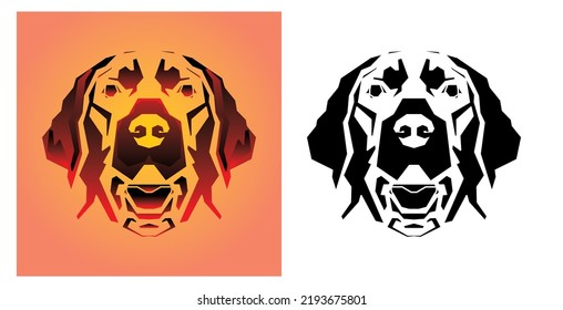 game dog head mascot vector illustration, gradient color flat and black design