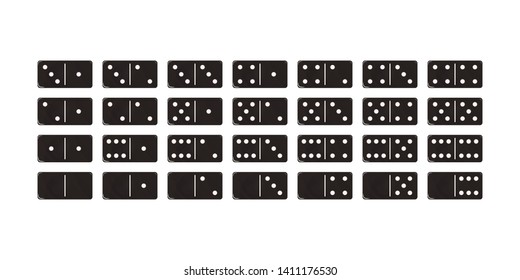 The game of dominoes. Set of black blocks. Vector illustration domino.