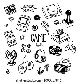 Game doodles. Hand drawing of Game items.
