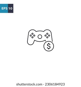 Game earning game controller outline icon Vector illustration