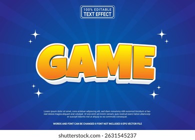 Game Editable Vector 3D Text Effect – Playful and Modern Typography Cartoon Style for Poster, Branding, Social Media
