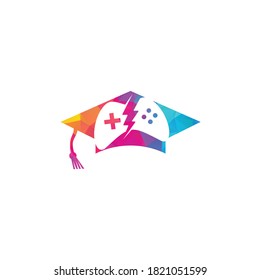 Game Education Logo Design Element. Game and graduation cap logo design.	