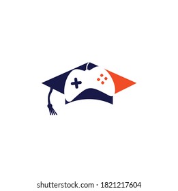 Game Education Logo Design Element. Game and graduation cap logo design.	